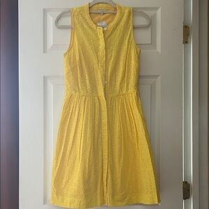 J. Crew Factory Yellow Sleeveless Eyelet Shirt Dress